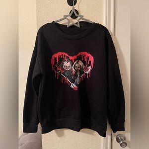 Chucky Tiffany Valentine Bride of Chucky Black Graphic unisex sweatshirt sz med